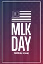 Martin Luther King Jr. Day. MLK. Third Monday in January. Holiday concept. Template for background, banner, card, poster Royalty Free Stock Photo