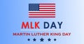 Martin Luther King Jr. Day poster banner with US flag.