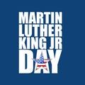 Martin Luther King JR day sign blue background