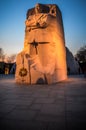 Martin Luther King Jr memorial in Washington DC, taken at sunset with the statue illuminated Royalty Free Stock Photo