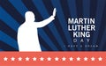 Martin luther king silhouette celebration day with lettering and stars Royalty Free Stock Photo