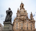 Martin Luther Monument and the Frauenkirch church of Dresden, Saxony, Germany