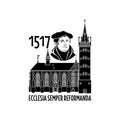 Martin Luther. 95 theses of the reformation of the church. Wittenberg 1517 Royalty Free Stock Photo