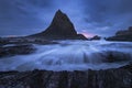 Martin`s beach with low-tide at Sunset after a winter sorm