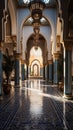 Enchanting Moroccan Grand Entrance Hall with Ornate Architecture and Vibrant Tapestries