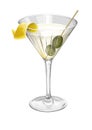 Classic Martini cocktail illustration on white background Royalty Free Stock Photo