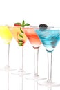 Martini alcohol cocktails in row blue Royalty Free Stock Photo