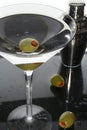 Martini cocktail drink and olives Royalty Free Stock Photo