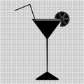 Martini cocktail glass clipart. Vector silhouette on transparent background. Royalty Free Stock Photo