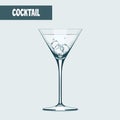 Martini cocktail glass with icevector illustration