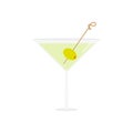 Martini in cocktail glass with olive as a garnish vector cartoon style illustration, icon Royalty Free Stock Photo