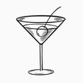 Martini cocktail in glass with olive. Royalty Free Stock Photo