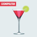 Martini cocktail glass with red drink vector Royalty Free Stock Photo