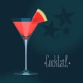 Martini cocktail glass with watermelon vector