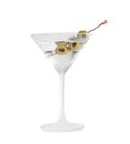 Martini cocktail with olives on white background Royalty Free Stock Photo