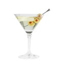 Martini cocktail with olives on white background Royalty Free Stock Photo