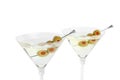 Martini cocktail with olives on white background Royalty Free Stock Photo