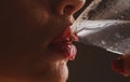 Martini cocktail. Sexy woman drinking alcohol closeup Royalty Free Stock Photo
