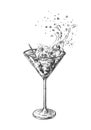 Martini cocktail with splash Royalty Free Stock Photo