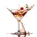 Martini cocktail splashing
