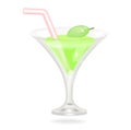 Martini cocktail, vector icon. A martini glass with a cartoon-style olive. Vector illustration Royalty Free Stock Photo