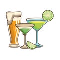 Martini cocktails and beer glass icon Royalty Free Stock Photo