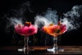 Martini cocktails clashing in bar, cheers toasting concept for vibrant social scene