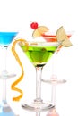 Martini Cocktails drinks green blue and red