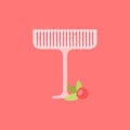 Martini dessert glass with raspberries. Flat vector texture illustration