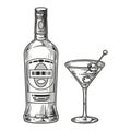 Martini drink detailed sticker monochrome Royalty Free Stock Photo