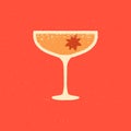 Martini drink glass with anise for event. Flat vector illustration with texture