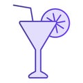 Martini flat icon. Drink violet icons in trendy flat style. Cocktail with lemon gradient style design, designed for web