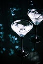 Martini glass on a black background