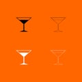 Martini glass black and white set icon . Royalty Free Stock Photo