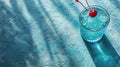 Martini Glass With Blue Liquid and Cherries Royalty Free Stock Photo