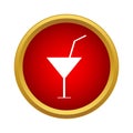 Martini glass with cocktail icon, simple style Royalty Free Stock Photo