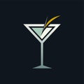 A martini glass containing an orange peel for garnish, A sleek and elegant logo of a martini glass, minimalist simple modern