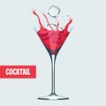 Martini glass with Cosmopolitan cocktail vector Royalty Free Stock Photo