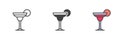 Martini glass different style icon set