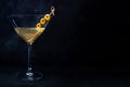 Martini. A glass of dirty martini cocktail with vermouth and olives Royalty Free Stock Photo