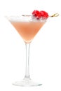 Martini glass of French Horn cocktail. Cold fresh pale pink Royalty Free Stock Photo