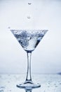 Martini glass with frozen splashing drops of drink Royalty Free Stock Photo