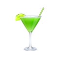 Martini glass with green cocktail