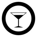 Martini glass icon black color in circle or round Royalty Free Stock Photo