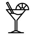 Martini glass and lime slice icon, outline style Royalty Free Stock Photo
