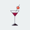 Martini Glass Line Flat Icon.Graphic Design.Vector Illustration Royalty Free Stock Photo