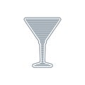 Martini glass in minimalist linear style. Silhouette of glassware performed in the form of black thin lines. Alcohol drink. Royalty Free Stock Photo