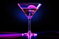 Martini glass with olive on a black background with backlight Royalty Free Stock Photo