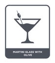 martini glass with olive icon in trendy design style. martini glass with olive icon isolated on white background. martini glass