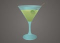 Martini glass with olive illustration Royalty Free Stock Photo